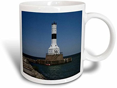 

3dRose Conneaut Lighthouse Looking Over Lake Erie Ceramic, 15 oz, White Ceramic Mug(60 ml), Multicolor