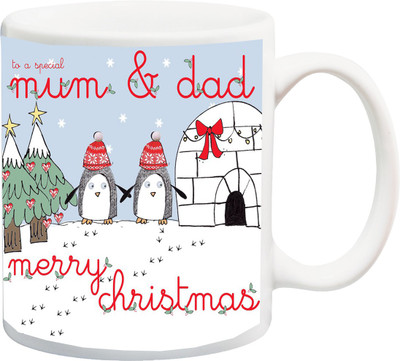 

ME&YOU Gift For family/Relative/friend;to a special mum & dad merry christmas printed Ceramic Mug(325 ml), Multicolor