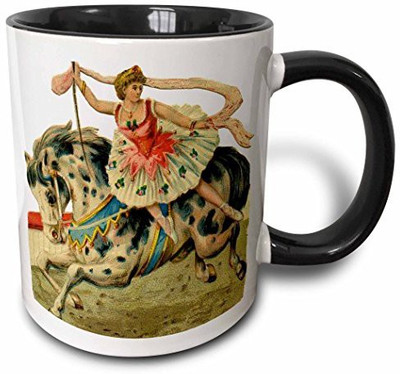 

3dRose mug_34779_4 Circus Horse and Ballerina Two Tone Black, 11 oz, Black/White Ceramic Mug(60 ml), Multicolor