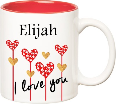 

Huppme I Love You Elijah Inner Red (350 ml) Ceramic Mug(350 ml), Red;white