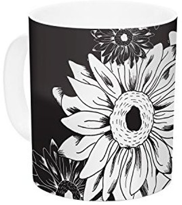 

Kess InHouse InHouse Laura Escalante Midnight Florals Black Sunflower Ceramic Coffee, 11 oz, Multicolor Ceramic Mug(60 ml)