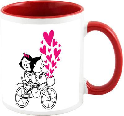 

AllUPrints Riding With My Love Red Ceramic Mug(325 ml)