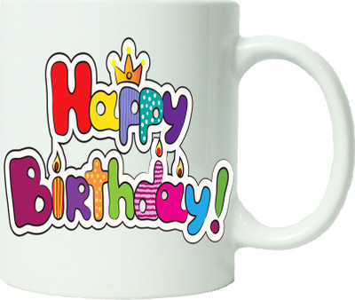 

Maison N Mode Happy Birth Day Stylish Coffee Ceramic Mug(330 ml), Multicolor