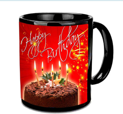 

Raj Laxmi choclate cake candles black mug Ceramic Mug(350 ml)