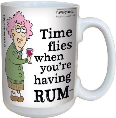 

Tree-Free Greetings Greetings lm43791 Hilarious Aunty Acid Time Flies by The Backland Studio Ceramic, 15-Ounce Ceramic Mug(60 ml), Multicolor