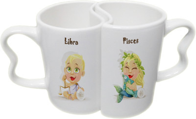

Ucard Libra and Pisces Zodiac Sign Valentines Day Couple Bone China, Ceramic, Porcelain Mug(325 ml), Multicolor