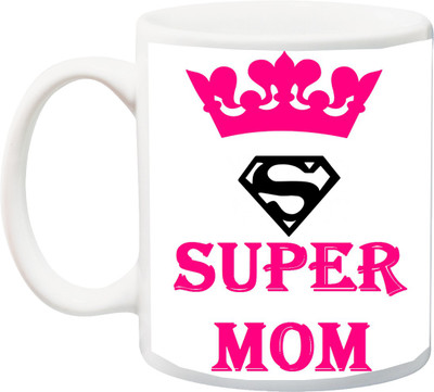 

ME&YOU Gift for mum/mummy/mother/maa;Super mom printed Ceramic Mug(325 ml), Multicolor