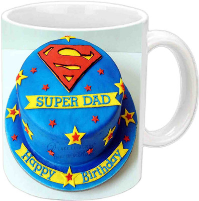 

Raj Laxmi Superman Theme Happy B'day Papa White Ceramic Mug(3.5 ml)