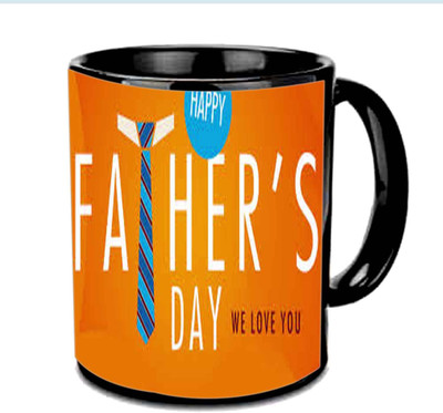 

Raj Laxmi Unique Design Fathers Day Wishes Multicolor Ceramic Mug(3.5 ml), Black