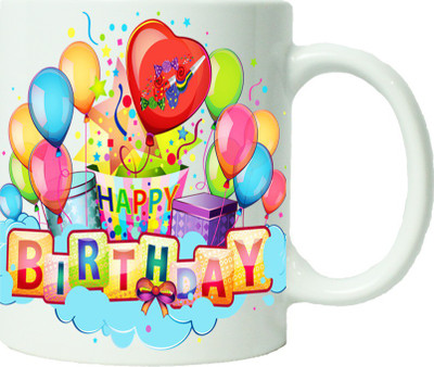 

Maison N Mode Happy Birth Day Big Heart Coffee Ceramic Mug(330 ml), Multicolor