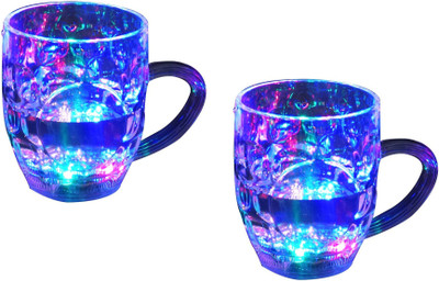 Caryn Combo Beer Party Multi-Color Led Light Plastic Beer Mug(300 ml, Pack of 2)