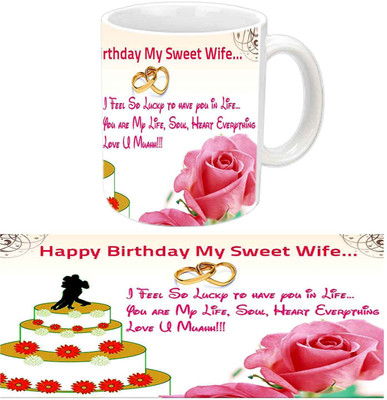 

Raj Laxmi Gold hearts cake lovers b'day white mug Ceramic Mug(350 ml)