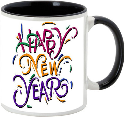 

AllUPrints Happy New Year Black Ceramic Mug(325 ml)