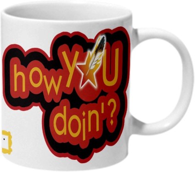 Mooch Wale Friends Joey How You Doin Red And Yellow Typo Ceramic Coffee Mug(325 ml)