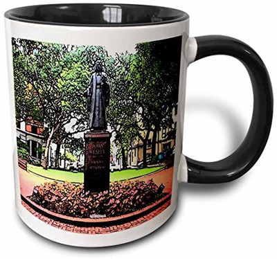 

3dRose John Wesley Memorial in Savannah Watercolor Two Tone Black, 11 oz, Black/White Ceramic Mug(60 ml), Multicolor