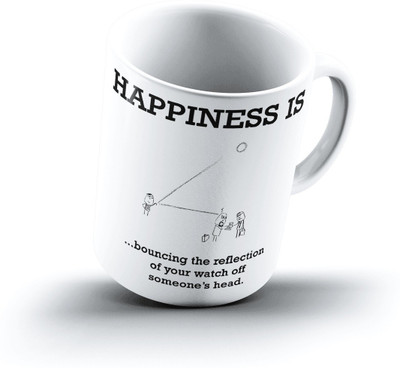 

Ucard Happiness Is1724 Bone China, Ceramic, Porcelain Mug(325 ml), Multicolor