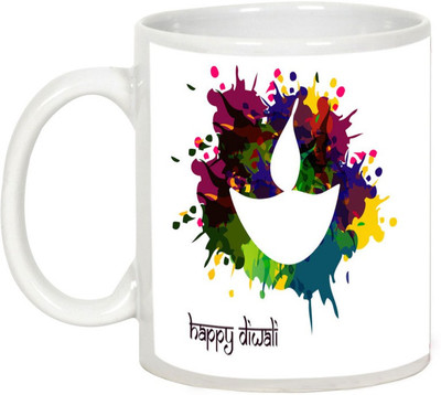 

AllUPrints Gifts For Deepawali - Have A Colorful And Cheerful Diwali Ceramic Mug(325 ml), White