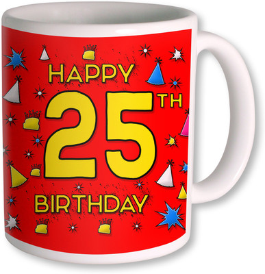 

PhotogiftsIndia 25th Happy Birthday Coffee Ceramic Mug(350 ml), White