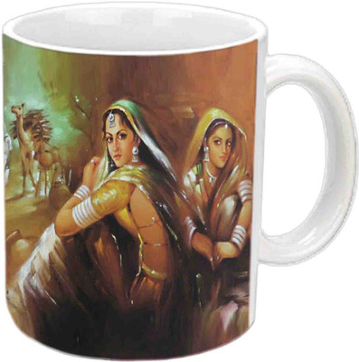 

Raj Laxmi Wonderful Rajasthani Painting White Ceramic Mug(350 ml)