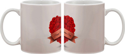 

Artifa Valentine Heart Porcelain, Ceramic Mug(350 ml), Multicolor