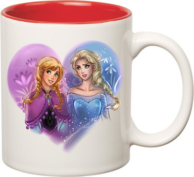 

Huppme Girl Angel Princess Inner Red Ceramic Mug(350 ml), Red;white