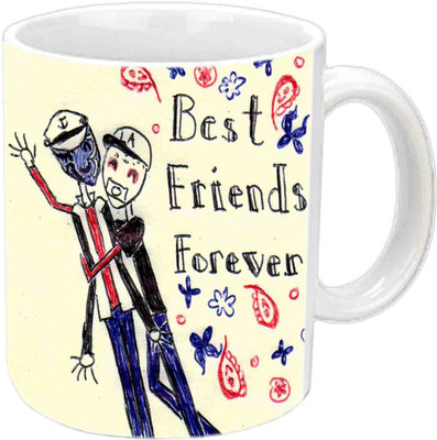 

Raj Laxmi BFF with Colorful Sketch White Ceramic Ceramic Mug(3.5 ml)