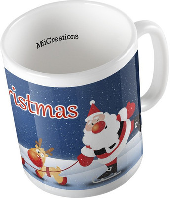 

MiiCreations Printed Marry Christmas Ceramic Mug(325 ml), Multicolor