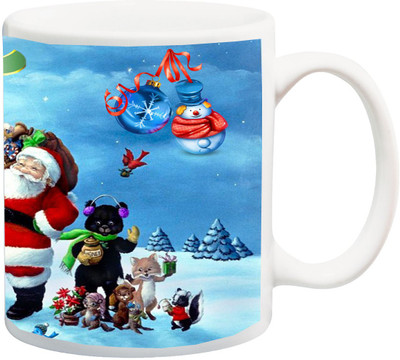 

ME&YOU Gift For family and Relative;Merry Christmas santa Printed Ceramic Mug(325 ml), Multicolor