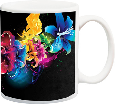

ME&YOU Beautiful Flowers with Roses 3D Printed Ceramic Mug(325 ml), Multicolor