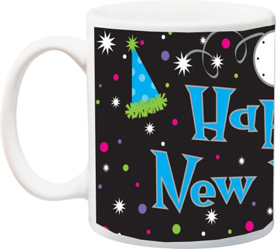 

ME&YOU Happy New Year Colorful Quotes Printed Ceramic Mug(325 ml), Multicolor