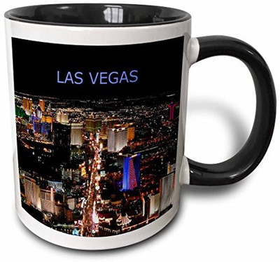 

3dRose mug_1237_4 Las Vegas The Strip Two Tone Black, 11 oz, Black/White Ceramic Mug(60 ml), Multicolor