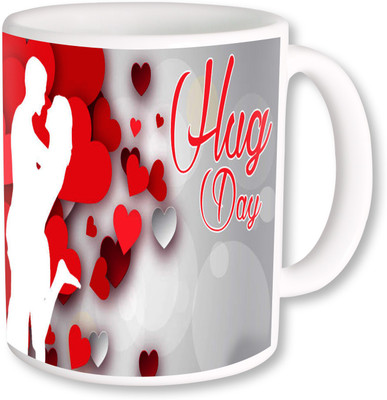 

Heyworlds happy hug day gifts Ceramic Mug(325 ml), Multicolor