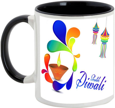

AllUPrints Gifts For Diwali - Shubh Deepawali To All Ceramic Mug(325 ml), Black