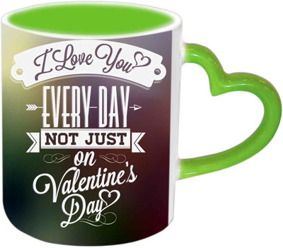 

Raj Laxmi Everyday Green Handle Valentine Ceramic Mug(350 ml)