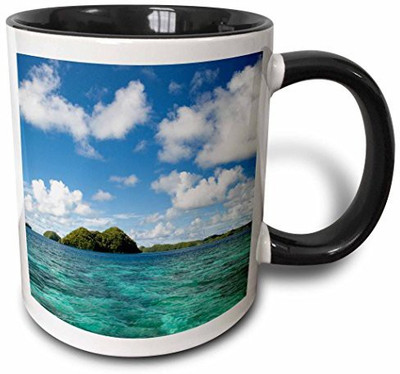 

3dRose Rock Islands of Palau, Micronesia Unesco World Heritage Site. Two Tone Black, 11 oz, Black/White Ceramic Mug(60 ml), Multicolor