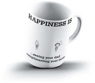 

Ucard Happiness Is1091 Bone China, Ceramic, Porcelain Mug(325 ml), Multicolor