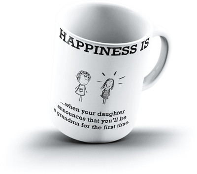 

Ucard Happiness Is2212 Bone China, Ceramic, Porcelain Mug(325 ml), Multicolor