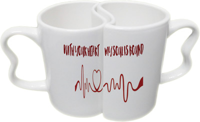 

Ucard Valentines Day Heart & Soul Love Couple Bone China, Ceramic, Porcelain Mug(325 ml), Multicolor