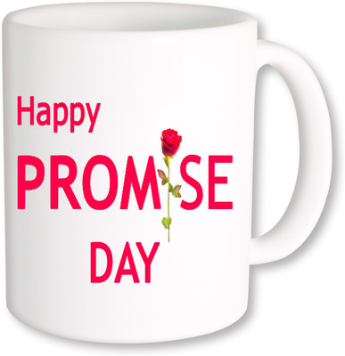

PhotogiftsIndia Happy Promise Day With Rose Ceramic Mug(325 ml), Multicolor