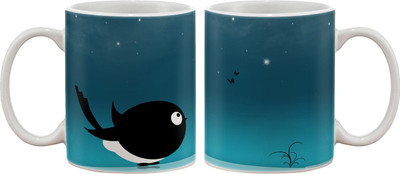 

Artifa Bird And Butterfly Porcelain, Ceramic Mug(350 ml), Multicolor