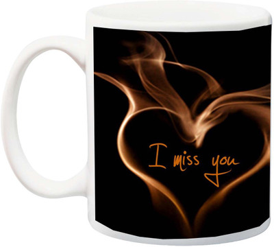 

ME&YOU Gift for Husband/Wife/Girlfriend/Boyfriend/Lover;"I Miss You Beautiful Black BG 3D printed Ceramic Mug(325 ml), Multicolor