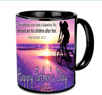 

Raj Laxmi Superb Sunset View Fathers day Wishes Multicolor Ceramic Mug(3.5 ml), Black