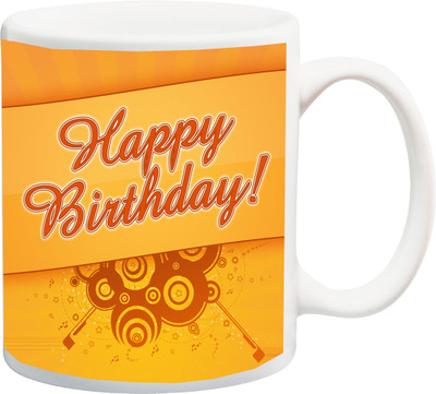 

ME&YOU Gift for Father/Mother/Brother/Sister/Uncle/Aunt/Friend;Happy Birthday Yellow BG Printed Ceramic Mug(325 ml), Multicolor