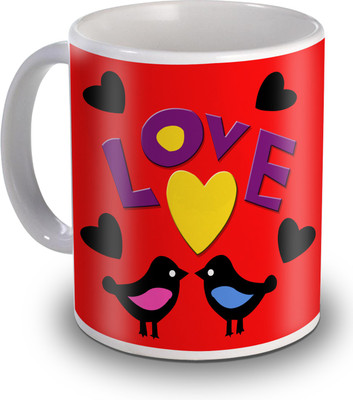 

SKY TRENDS Love Bird's With Heart Gifts For Valentine's Ceramic Mug(350 ml), White