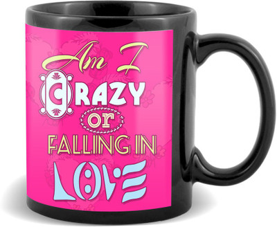

SKY TRENDS Am I Carazy Or Falling In Love With Pink Floral Background Unique Gifts For Birthday And Anniversary Black Coffee Ceramic Mug(320 ml)