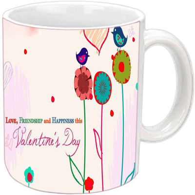 

Raj Laxmi Valentine love birds white Ceramic Mug(381 ml)