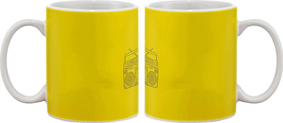 Artifa Yellow Stereo Ceramic, Porcelain Coffee Mug(350 ml)
