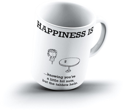 

Ucard Happiness Is1741 Bone China, Ceramic, Porcelain Mug(325 ml), Multicolor