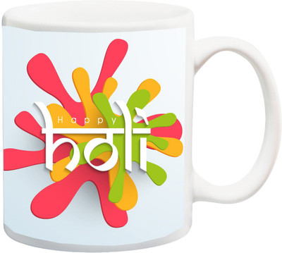 

ME&YOU Gift for Holi;;Happy holy colorfull HD Printed Ceramic Mug(325 ml), Multicolor
