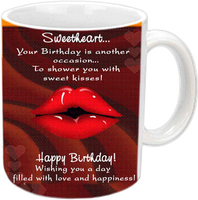 

Raj Laxmi Sweetheart kiss b'day lover b'day white mug Ceramic Mug(350 ml)